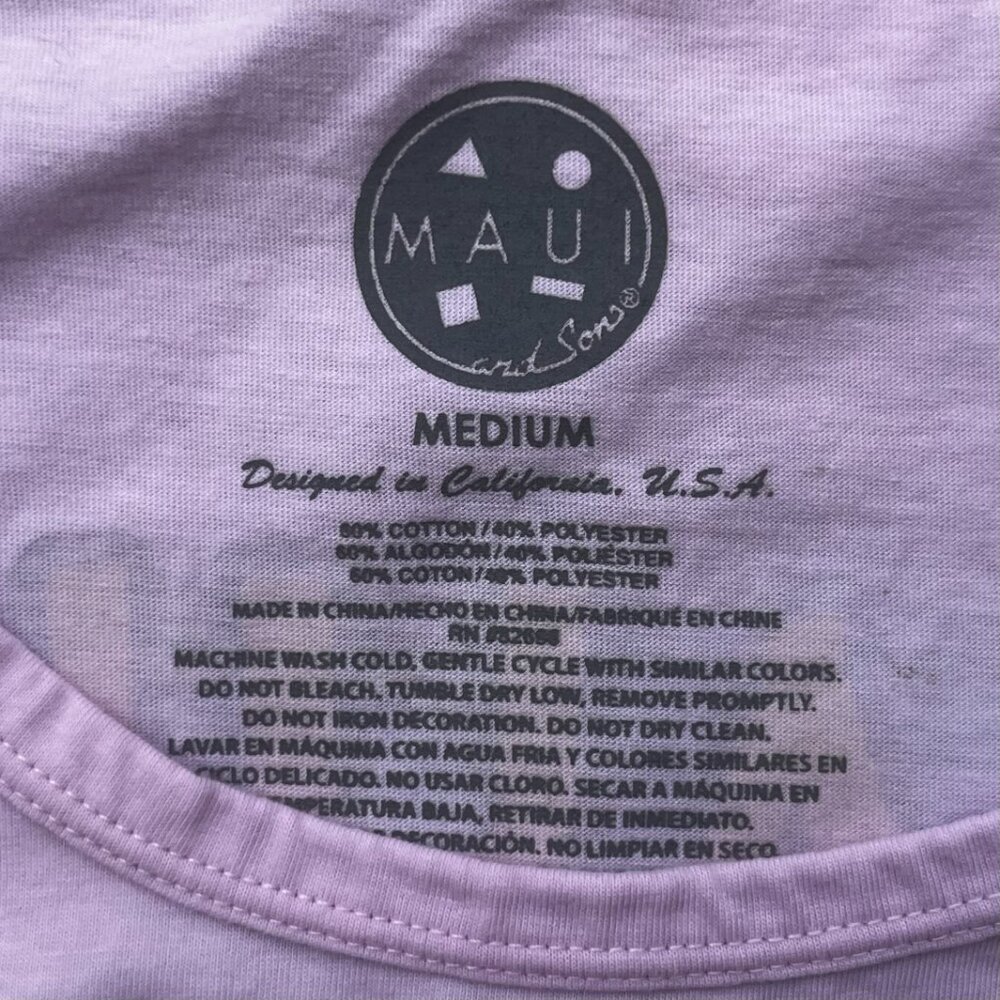 MAUI AND SONS SHARK SURFER GRAPHIC TANK TOP Men’s sz M Crew Neck Pink - Picture 5 of 7